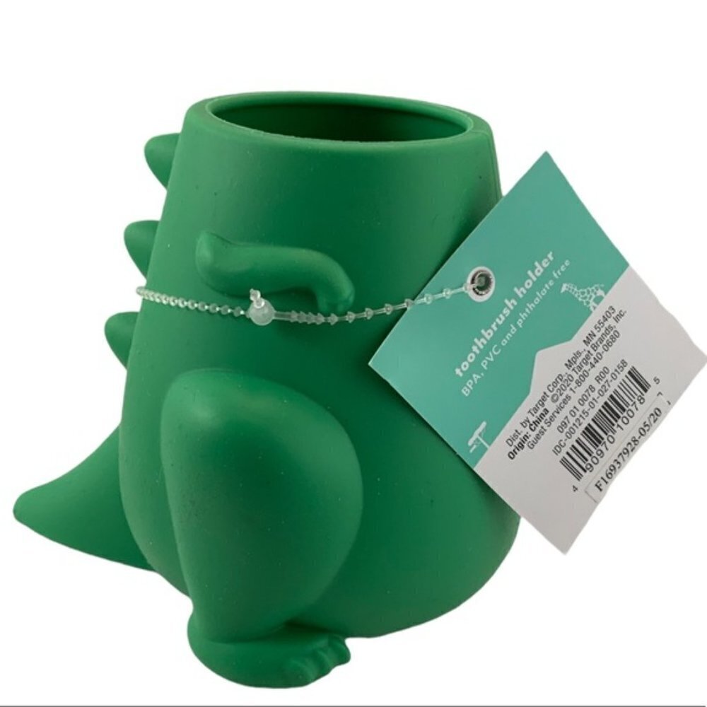 Dino Dinosaur Kids Toothbrush Holder Multi Purpose Dinosaur Storage Green - Picture 8 of 9